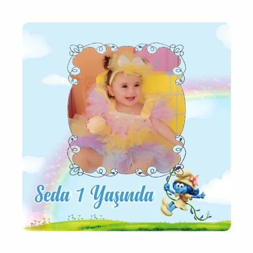 Şirinler Temalı Doğum Günü Magneti